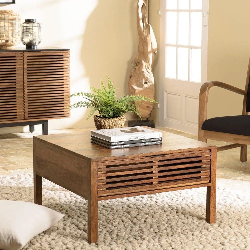 Vintage Izgara Model Masif Ahşap Orta Sehpa