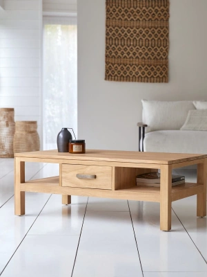 Ahşap çift yön çekmeceli iskandinav stil masif orta sehpa