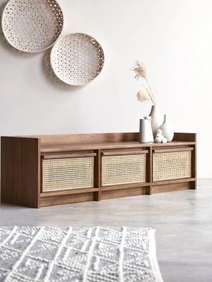 Ahşap Hazeran Çekmeceli Vintage Model Masif Tv Ünite