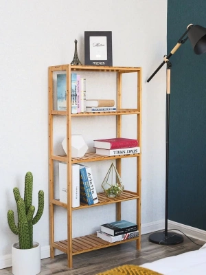 Ahşap ızgara raflı basic model kitaplık