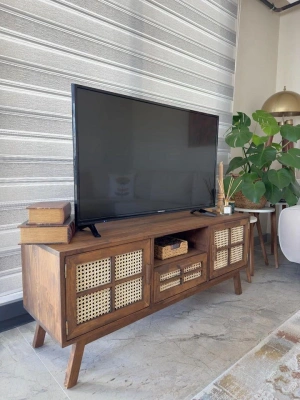 Ahşap vintage model hazeran detaylı tv ünite