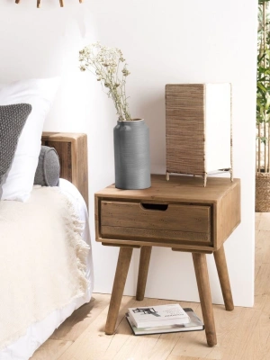 Ahşap vintage model tek çekmeceli komodin