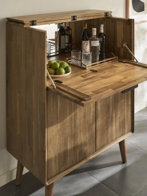 Bells Vintage Masif Ahşap Bar Dolabı