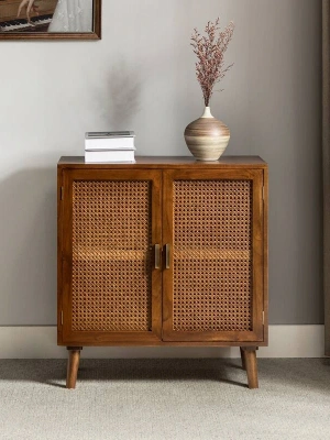 Dark Walnut Masif Ahşap Mini Konsol, Büfe