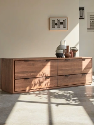 Dark Walnut Masif Ahşap Tv ünitesi