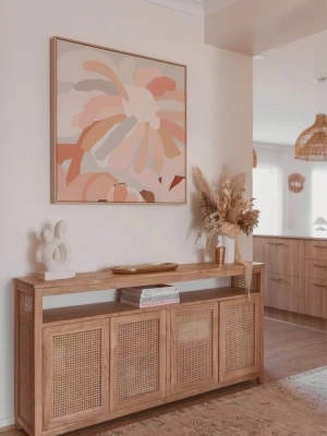 Dublin Bambu Hazeran Detaylı Masif Ahşap Konsol, Büfe