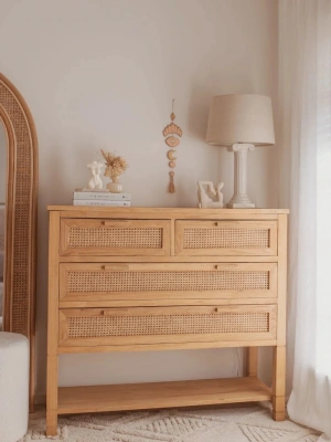 Dublin Bambu Hazeran Detaylı Masif Ahşap Şifonyer