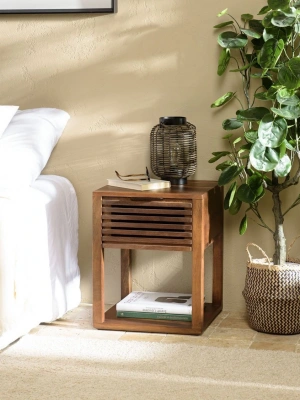 Masif Ahşap Izgara Model Vintage Komodin