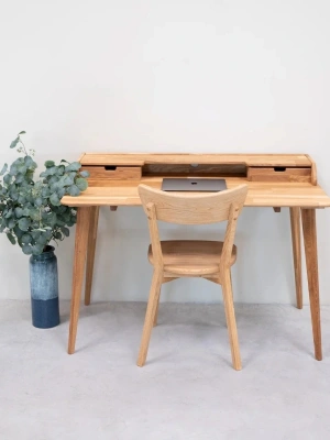 Nordic Mini Çekmece Detaylı Masif Ahşap Çalışma Masası