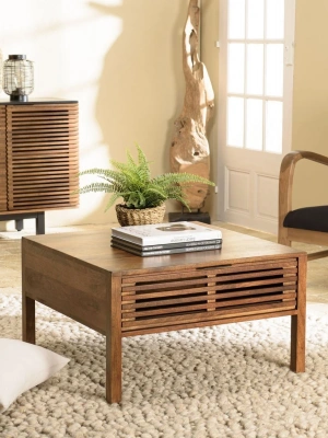 Vintage Izgara Model Masif Ahşap Orta Sehpa