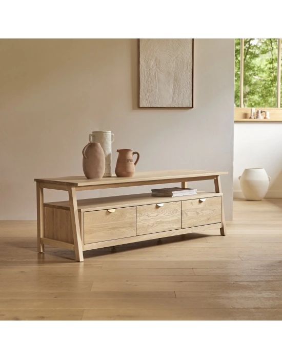 Pola natural masif ahşap tv ünite