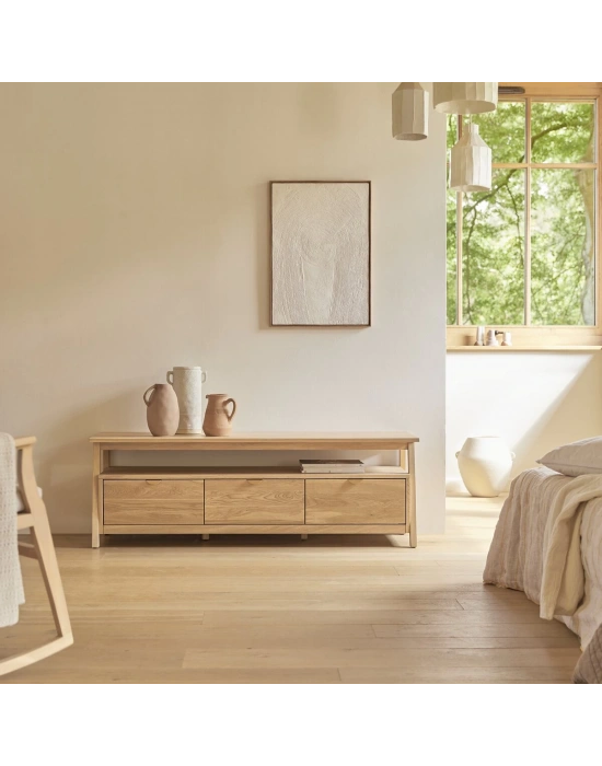 Pola natural masif ahşap tv ünite