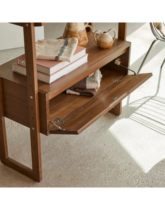 Ahşap ceviz model çam masif raflı kitaplık