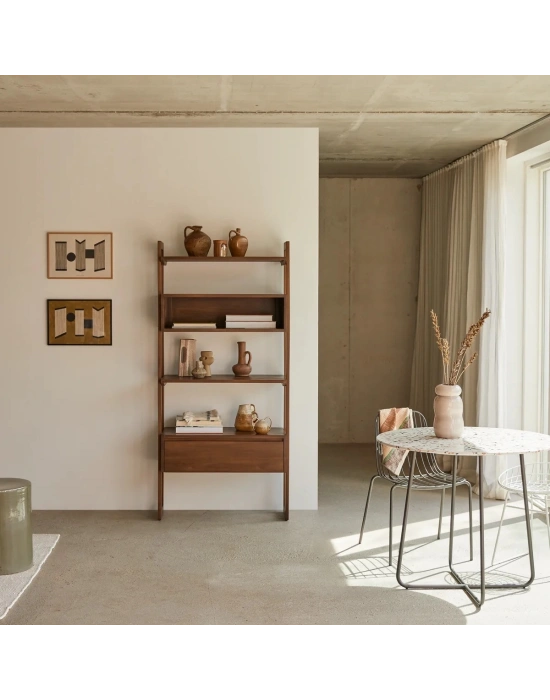 Ahşap ceviz model çam masif raflı kitaplık