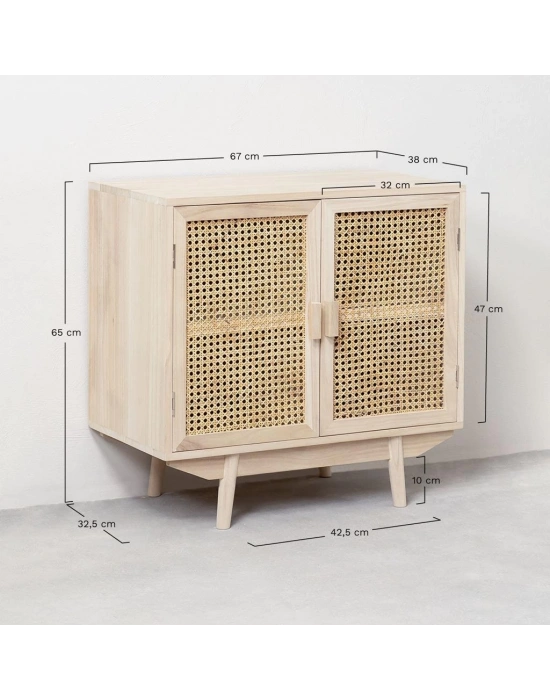 Ahşap çift kapaklı hazeran detaylı büfe, konsol