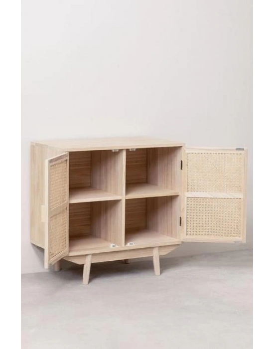 Ahşap çift kapaklı hazeran detaylı büfe, konsol