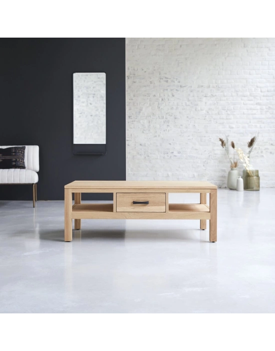 Ahşap çift yön çekmeceli iskandinav stil masif orta sehpa