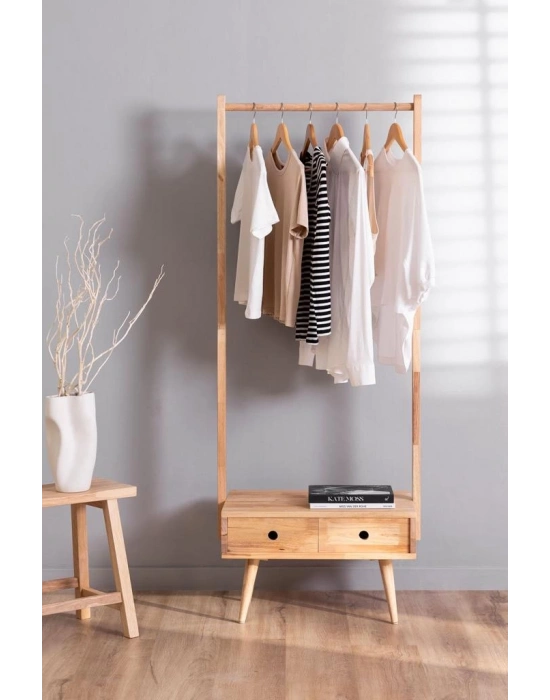 Wooden versatile rail-less free drawer modern coat rack