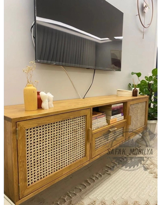 Ahşap doğal hazeranlı çam masif tv ünite