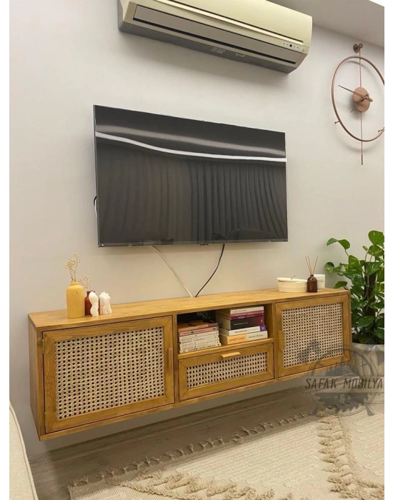 Ahşap doğal hazeranlı çam masif tv ünite