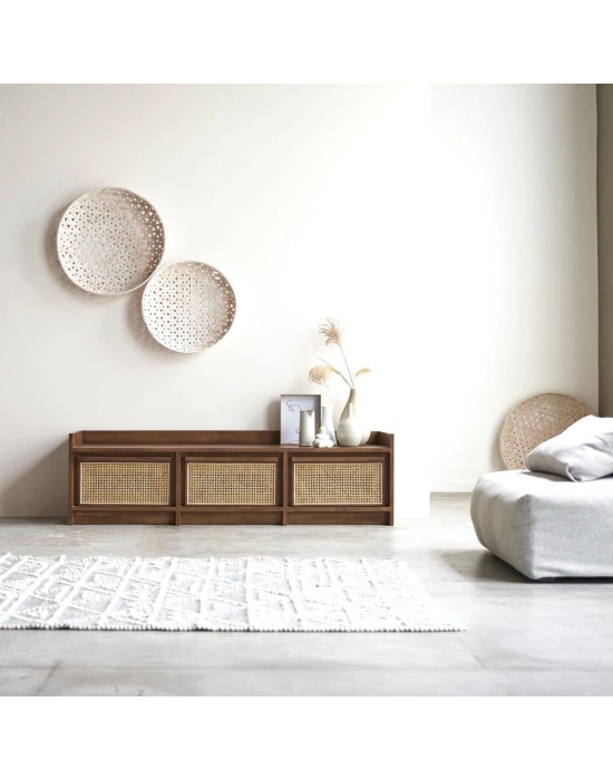 Ahşap Hazeran Çekmeceli Vintage Model Masif Tv Ünite