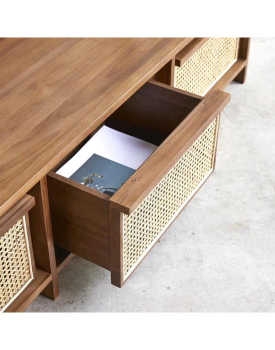 Ahşap Hazeran Çekmeceli Vintage Model Masif Tv Ünite