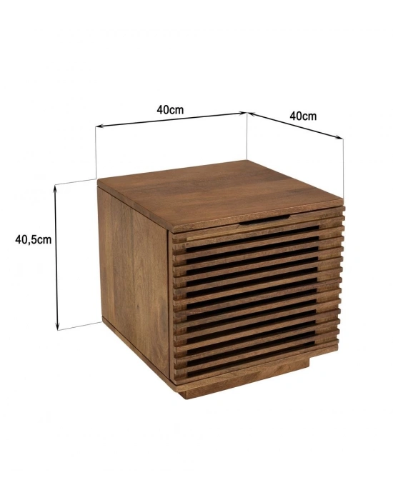 Ahşap ızgara kapaklı komodin