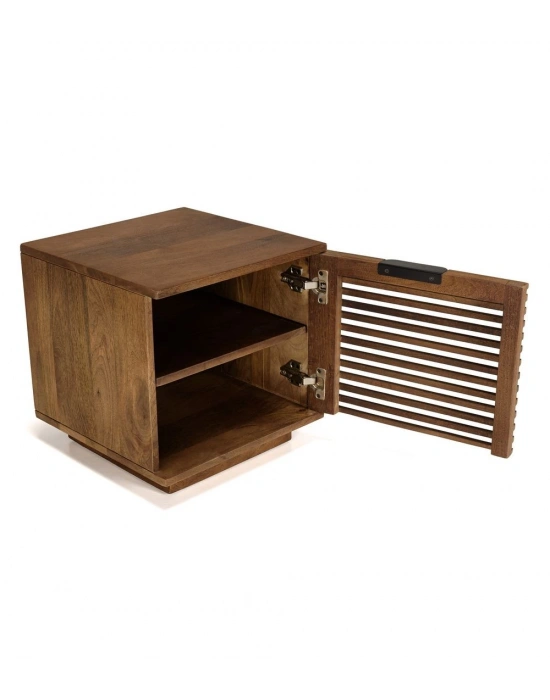 Ahşap ızgara kapaklı komodin