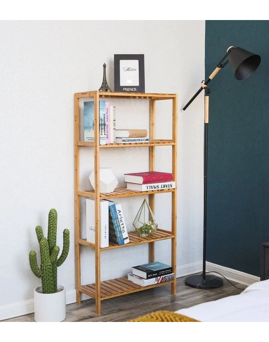 Ahşap ızgara raflı basic model kitaplık