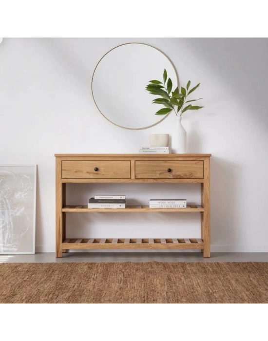 Ahşap ızgara raflı masif dresuar