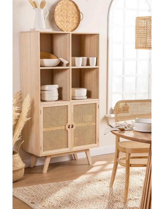 Ahşap kare bölmeli hazeran kapak detaylı büfe, konsol