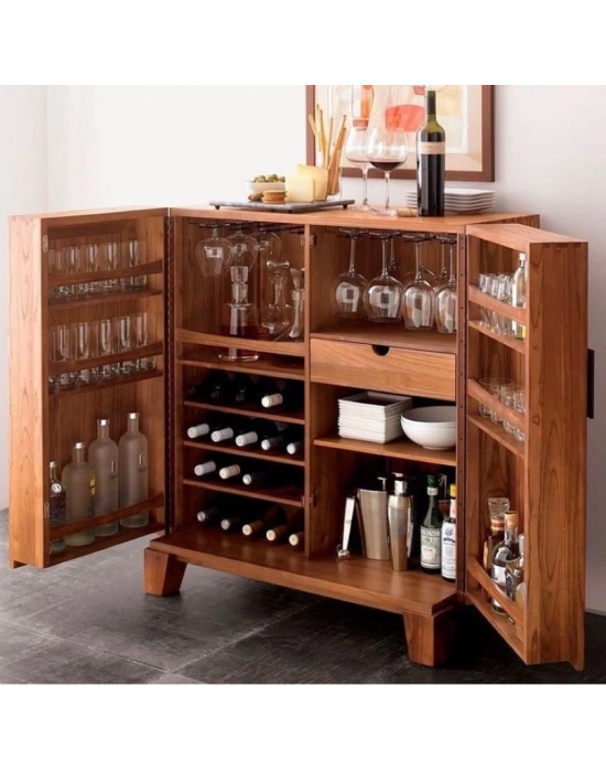 Ahşap Masif Çok Amaçlı Bar Dolabı