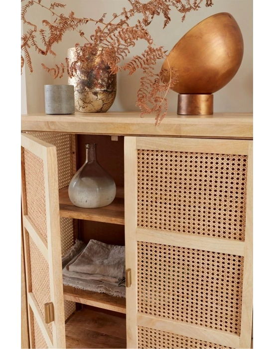 Ahşap natural çok amaçlı hazeranlı erzak dolabı