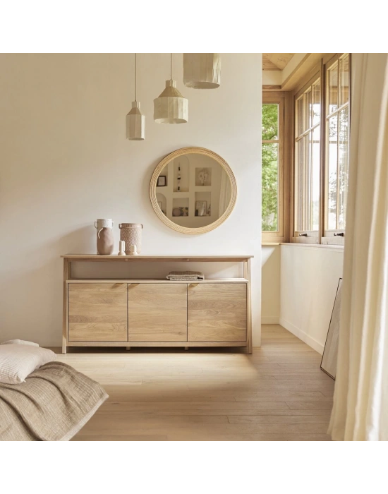 Pola natural model masif ahşap büfe, konsol