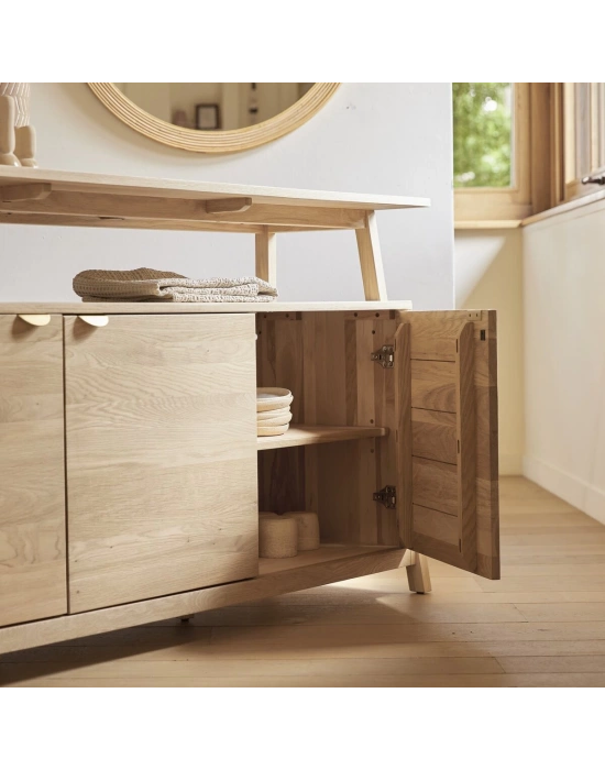 Pola natural model masif ahşap büfe, konsol