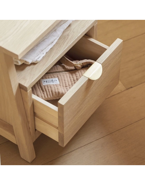 Pola tek çekmeceli masif ahşap komodin