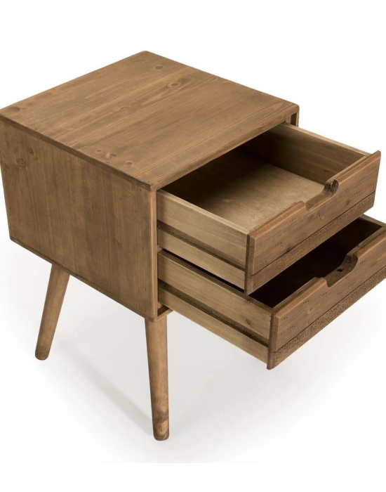 Ahşap vintage model çift çekmece komodin