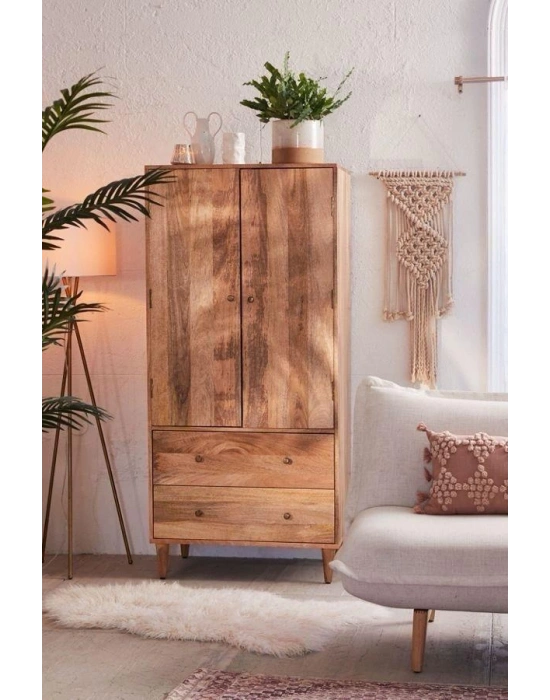 Ahşap vintage model çok amaçlı elbise dolabı, gardrop