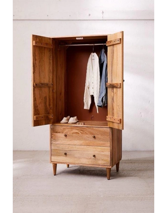 Ahşap vintage model çok amaçlı elbise dolabı, gardrop