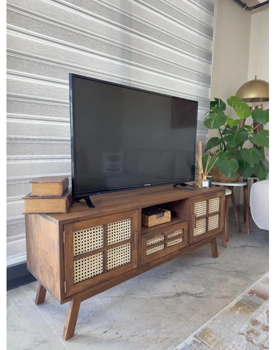 Ahşap vintage model hazeran detaylı tv ünite