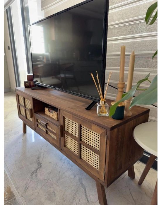 Ahşap vintage model hazeran detaylı tv ünite