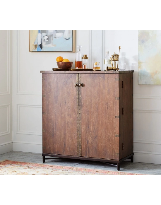 Ahşap vintage model masif bar dolabı