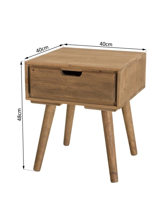 Ahşap vintage model tek çekmeceli komodin