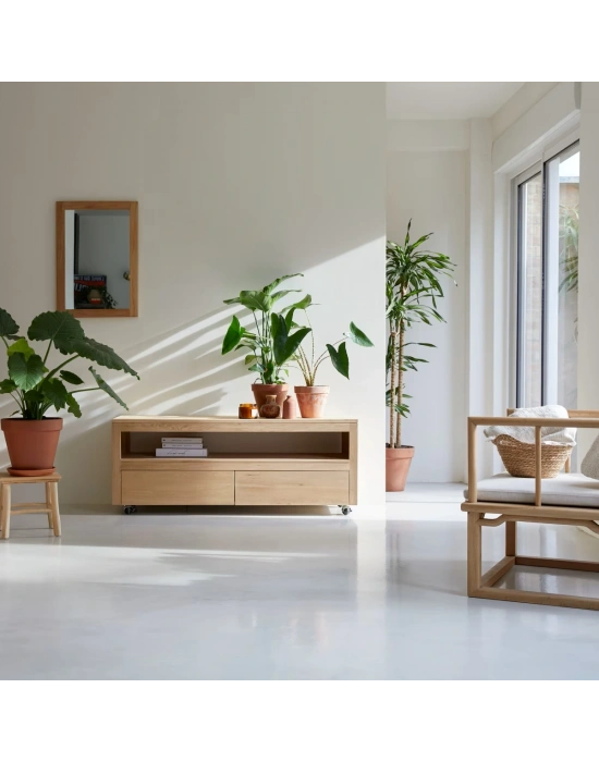 Anoa Masif Ahşap çift çekmece Tv ünite