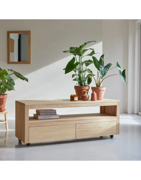 Anoa Masif Ahşap çift çekmece Tv ünite