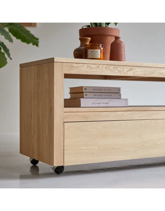 Anoa Masif Ahşap çift çekmece Tv ünite