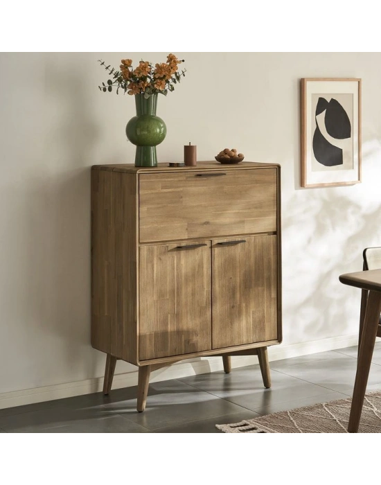 Bells Vintage Masif Ahşap Bar Dolabı