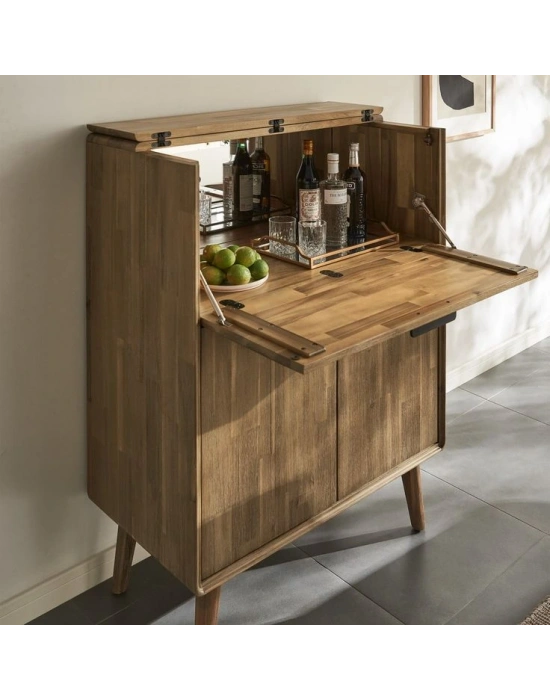 Bells Vintage Masif Ahşap Bar Dolabı