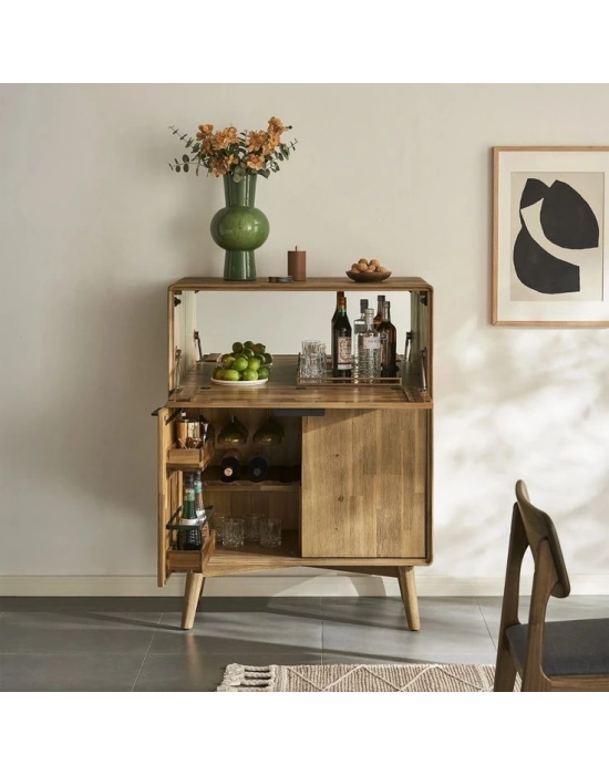 Bells Vintage Masif Ahşap Bar Dolabı