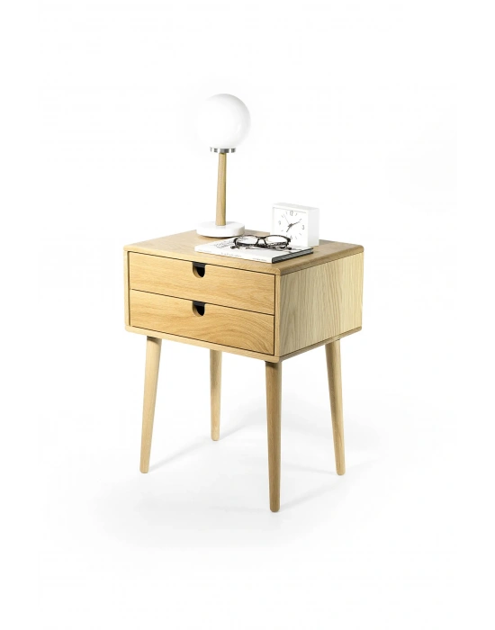 Çift çekmeceli ahşap modern komodin